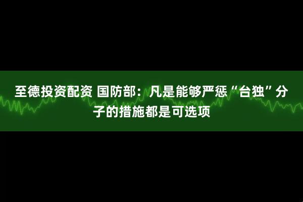 至德投资配资 国防部：凡是能够严惩“台独”分子的措施都是可选项